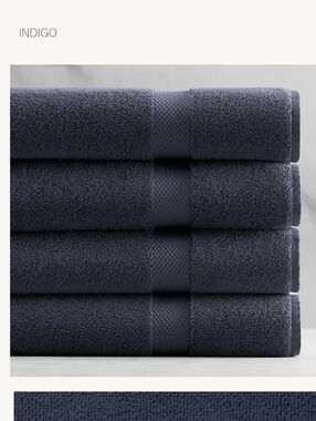 Restoration Hardware Indigo Blue 802-Gram Turkish Cotton Towel Set Of 6 Bath